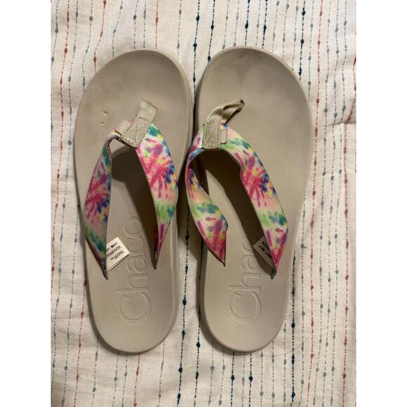 Chaco Womens Sandals Chillos Flip Flops Light Tie Dye Slip On Thong Size 10 - Picture 1 of 3
